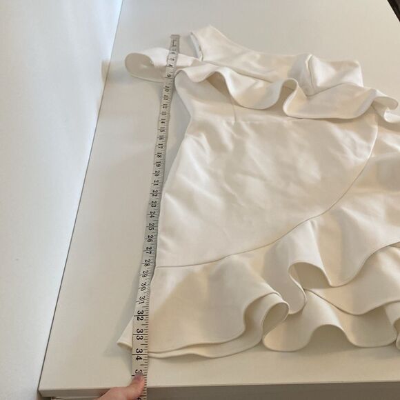 BCBG White Ruffled One Shoulder Mini Dress Size 8 - Picture 13 of 14